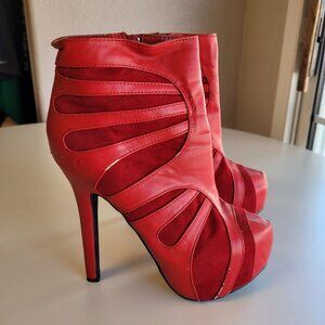 Wild Rose Bryna-03 Red Platform High Heel Booties Women's Size 6.5